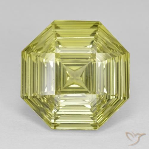 13.98ct Натуральный Лимонно-желтый Кварц, Изумрудная огранка, Чистота VVS