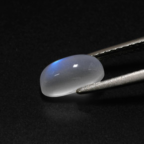 1.39 карата, натуральный Сине-белый Радужный лунный камень, Прозрачный, Полупрозрачный