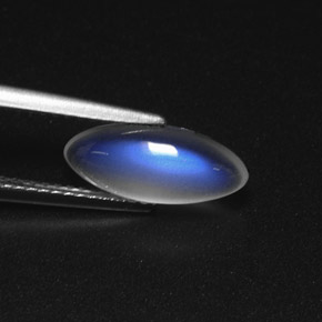 1.72 карата, натуральный Сине-белый Радужный лунный камень, Прозрачный, Полупрозрачный