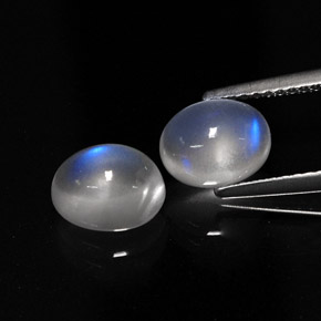  карата, натуральный Сине-белый Радужный лунный камень, Огранка Овал, Полупрозрачный