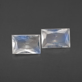  карата, натуральный Сине-белый Радужный лунный камень, Огранка Багет, Чистота VS