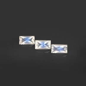  карата, натуральный Сине-белый Радужный лунный камень, Огранка Багет, Чистота VS