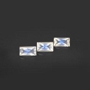  карата, натуральный Сине-белый Радужный лунный камень, Огранка Багет, Чистота VS