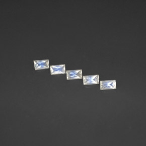  карата, натуральный Сине-белый Радужный лунный камень, Огранка Багет, Чистота VS