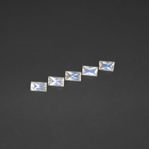  карата, натуральный Сине-белый Радужный лунный камень, Огранка Багет, Чистота VS