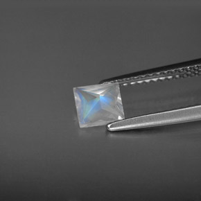 0.53 карата, натуральный Сине-белый Радужный лунный камень, Квадрат, Чистота VS