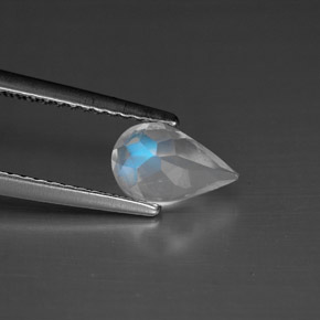 0.75 карата, натуральный Сине-белый Радужный лунный камень, Форма груши, Чистота VS