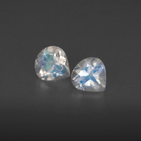  карата, натуральный Сине-белый Радужный лунный камень, Прозрачный, Полупрозрачный