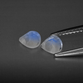  карата, натуральный Сине-белый Радужный лунный камень, Прозрачный, Полупрозрачный