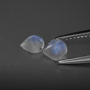  карата, натуральный Сине-белый Радужный лунный камень, Прозрачный, Полупрозрачный