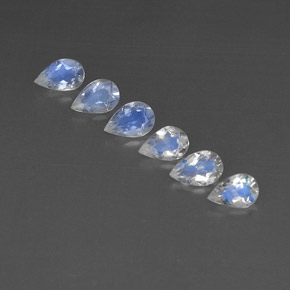  карата, натуральный Сине-белый Радужный лунный камень, Прозрачный, Полупрозрачный