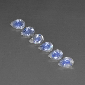  карата, натуральный Сине-белый Радужный лунный камень, Прозрачный, Полупрозрачный