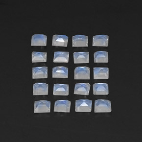  карата, натуральный Сине-белый Радужный лунный камень, Квадрат, Прозрачный