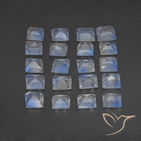 Натуральный Голубовато-белый Радужный лунный камень 2,48 карата Квадрат, Прозрачный