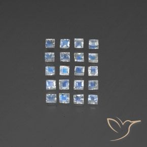 2.86ctw Натуральный Голубовато-белый Радужный лунный камень, Квадрат, Полупрозрачный