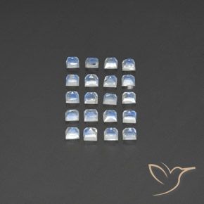 2.86 карата, натуральный Голубовато-белый Радужный лунный камень, Квадрат, Полупрозрачный