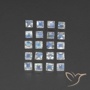 2.91 карата, натуральный Голубовато-белый Радужный лунный камень, Квадрат, Полупрозрачный