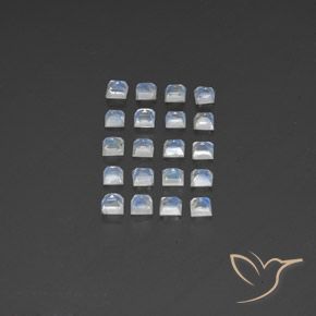 2.91 карата, натуральный Голубовато-белый Радужный лунный камень, Квадрат, Полупрозрачный