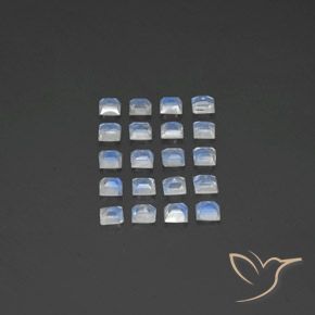 2.95 карата, натуральный Голубовато-белый Радужный лунный камень, Квадрат, Прозрачный