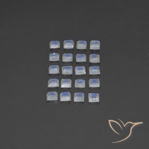 2.49 карата, натуральный Голубовато-белый Радужный лунный камень, Квадрат, Прозрачный