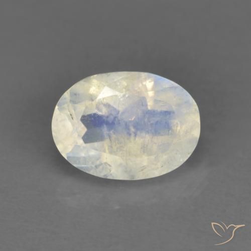 0.91ct Натуральный Голубовато-белый Радужный лунный камень, Овал, Прозрачный