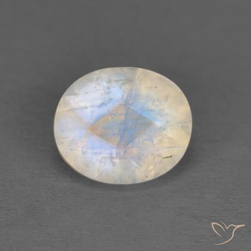 1.18ct Натуральный Голубовато-белый Радужный лунный камень, Овал, Полупрозрачный