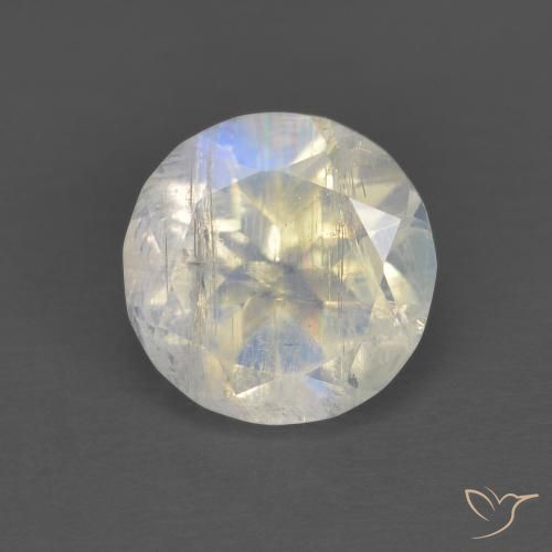1.30ct Натуральный Голубовато-белый Радужный лунный камень, Круглый, Прозрачный