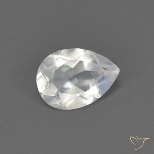0.65ct Натуральный Голубовато-белый Радужный лунный камень, Форма груши, Прозрачный