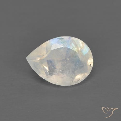 0.66ct Натуральный Голубовато-белый Радужный лунный камень, Форма груши, Прозрачный