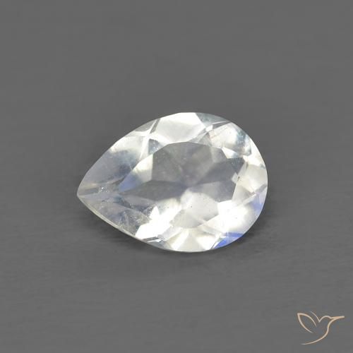 0.64ct Натуральный Голубовато-белый Радужный лунный камень, Форма груши, Прозрачный