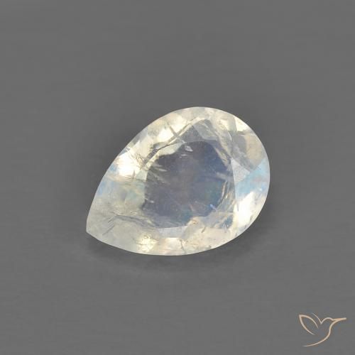 0.73ct Натуральный Голубовато-белый Радужный лунный камень, Форма груши, Прозрачный