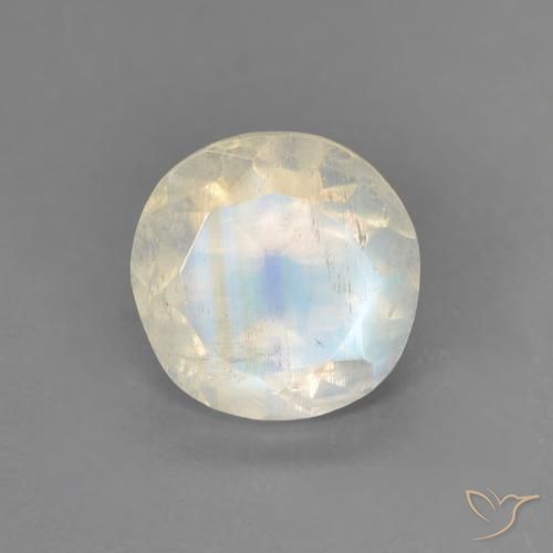 1.29ct Натуральный Голубовато-белый Радужный лунный камень, Круглый, Прозрачный