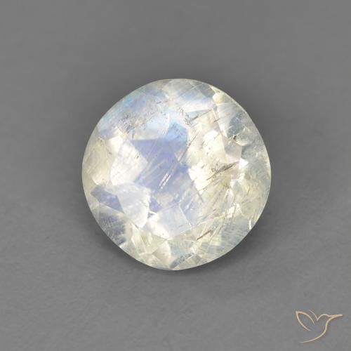 1.28ct Натуральный Голубовато-белый Радужный лунный камень, Круглый, Прозрачный