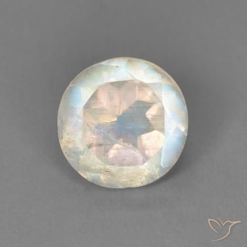 1.33ct Натуральный Голубовато-белый Радужный лунный камень, Круглый, Прозрачный