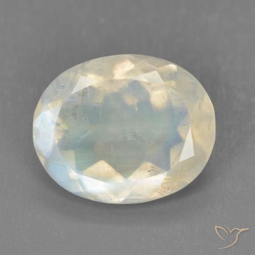 3.11ct Натуральный Голубовато-белый Радужный лунный камень, Овал, Прозрачный