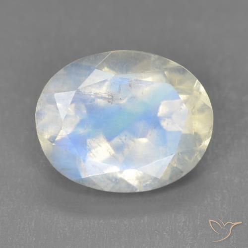 3.32ct Натуральный Голубовато-белый Радужный лунный камень, Овал, Прозрачный