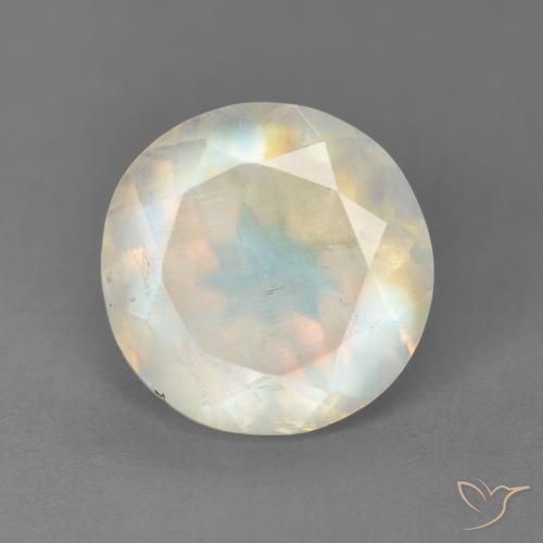 3.50ct Натуральный Голубовато-белый Радужный лунный камень, Круглый, Прозрачный
