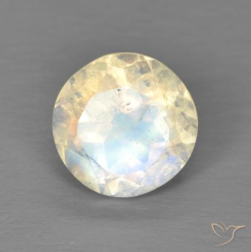 1.86ct Натуральный Голубовато-белый Радужный лунный камень, Круглый, Прозрачный
