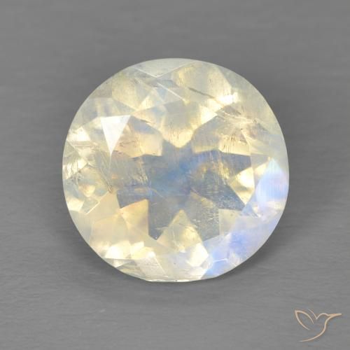 2.90ct Натуральный Голубовато-белый Радужный лунный камень, Круглый, Прозрачный