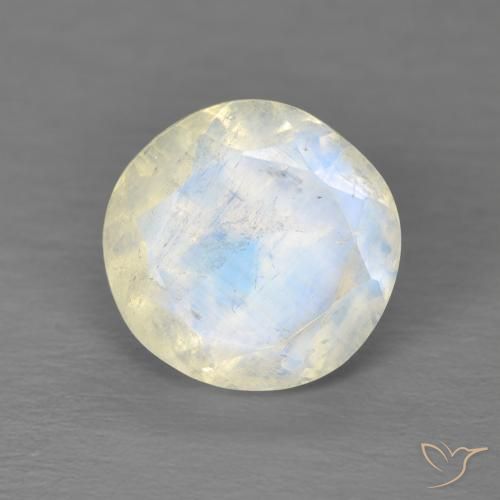 2.03ct Натуральный Голубовато-белый Радужный лунный камень, Круглый, Прозрачный