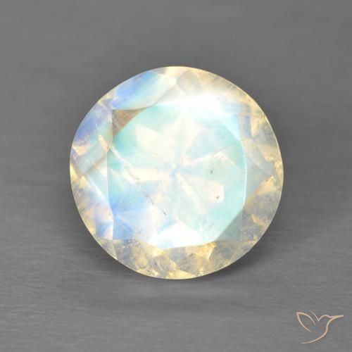 2.98ct Натуральный Голубовато-белый Радужный лунный камень, Круглый, Прозрачный