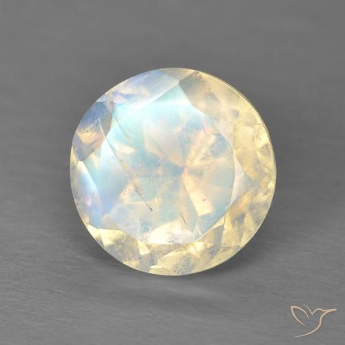 2.98 карата, натуральный Голубовато-белый Радужный лунный камень, Круглый, Прозрачный