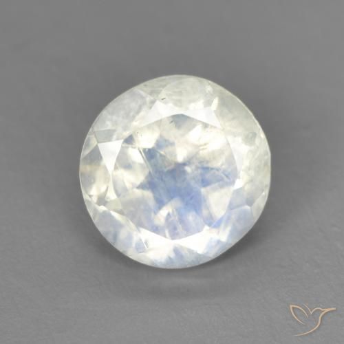 1.34ct Натуральный Голубовато-белый Радужный лунный камень, Круглый, Прозрачный