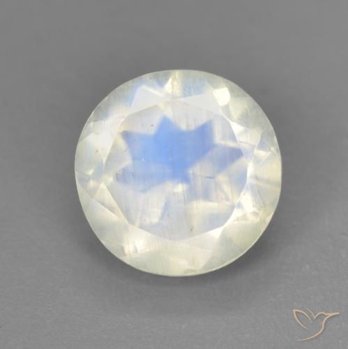 1.90ct Натуральный Голубовато-белый Радужный лунный камень, Круглый, Прозрачный