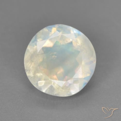 1.71ct Натуральный Голубовато-белый Радужный лунный камень, Круглый, Прозрачный