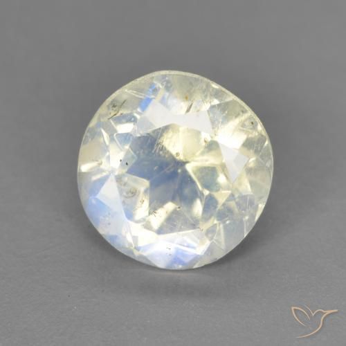 1.39ct Натуральный Голубовато-белый Радужный лунный камень, Круглый, Прозрачный