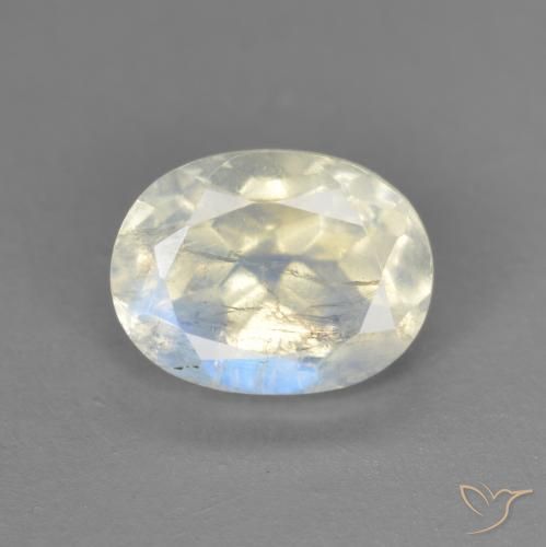 1.52ct Натуральный Голубовато-белый Радужный лунный камень, Овал, Прозрачный