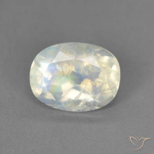 1.47ct Натуральный Голубовато-белый Радужный лунный камень, Овал, Прозрачный