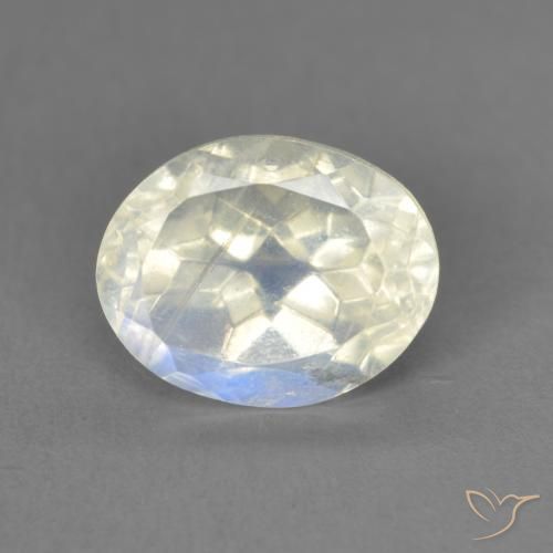 1.90ct Натуральный Голубовато-белый Радужный лунный камень, Овал, Прозрачный