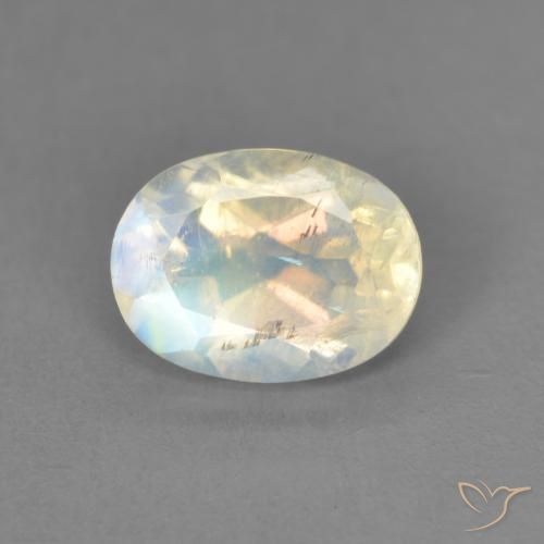 1.38ct Натуральный Голубовато-белый Радужный лунный камень, Овал, Прозрачный